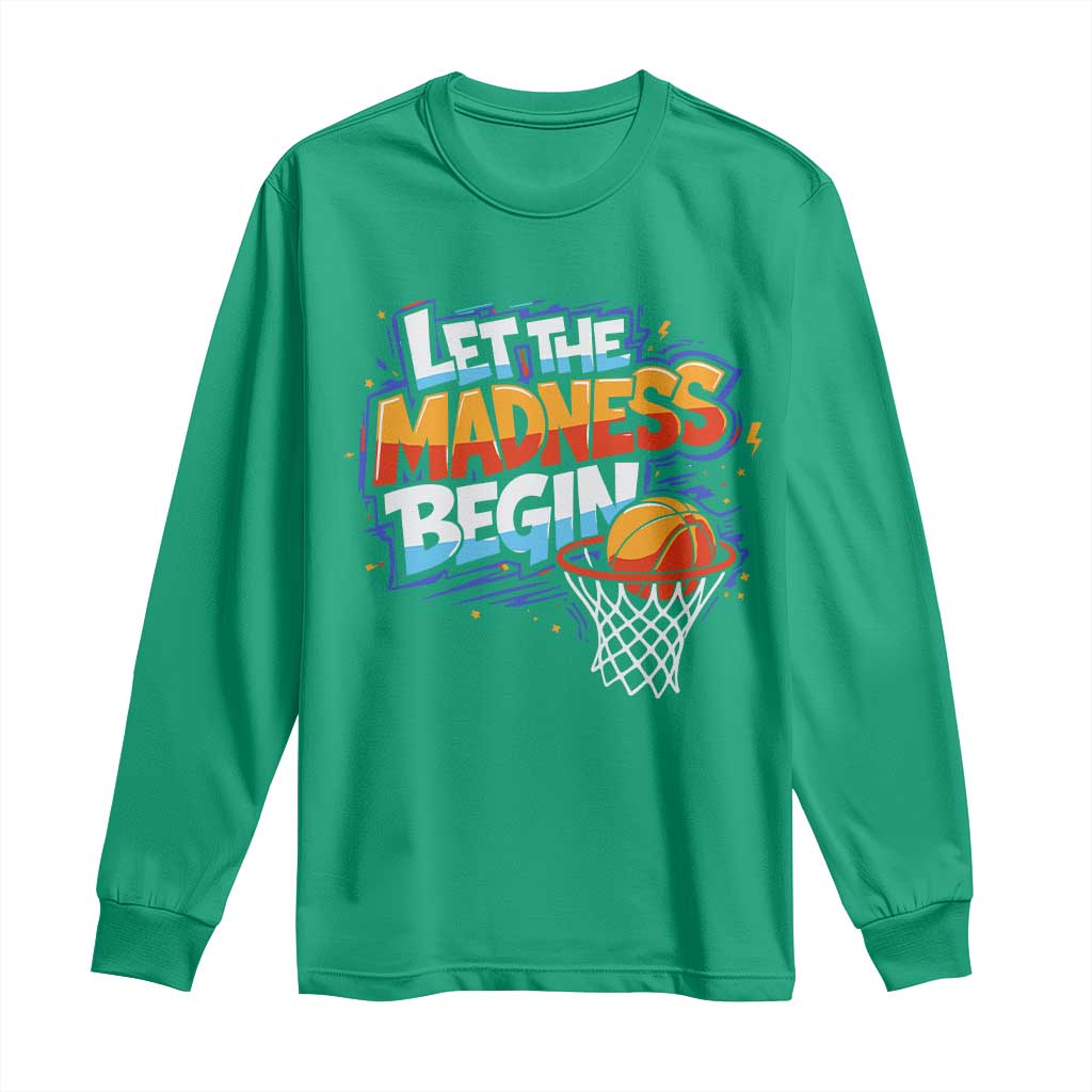 Basketball Bracket Long Sleeve Shirt Funny Let the Madness Begin Sporty Basketball Players Lovers