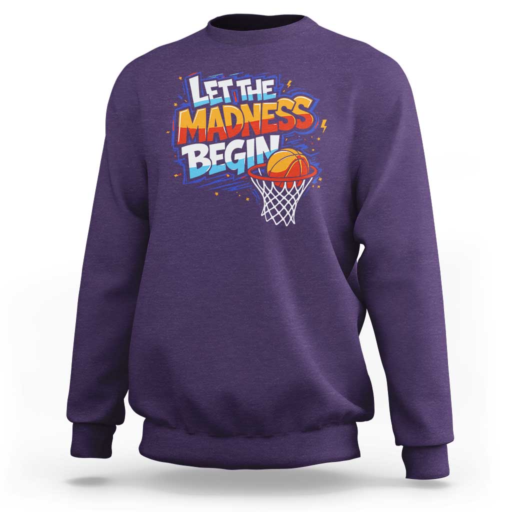 Basketball Bracket Sweatshirt Funny Let the Madness Begin Sporty Basketball Players Lovers