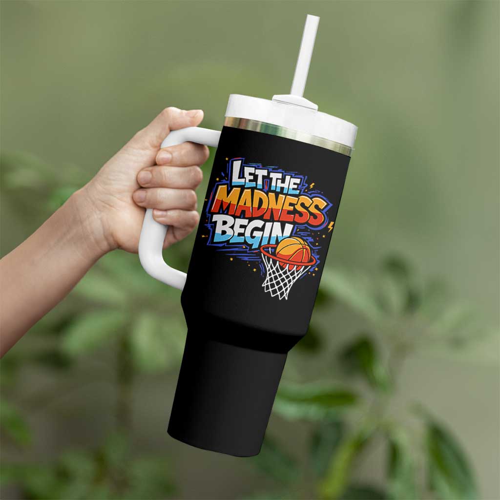 Basketball Bracket Tumbler With Handle Funny Let the Madness Begin Sporty Basketball Players Lovers