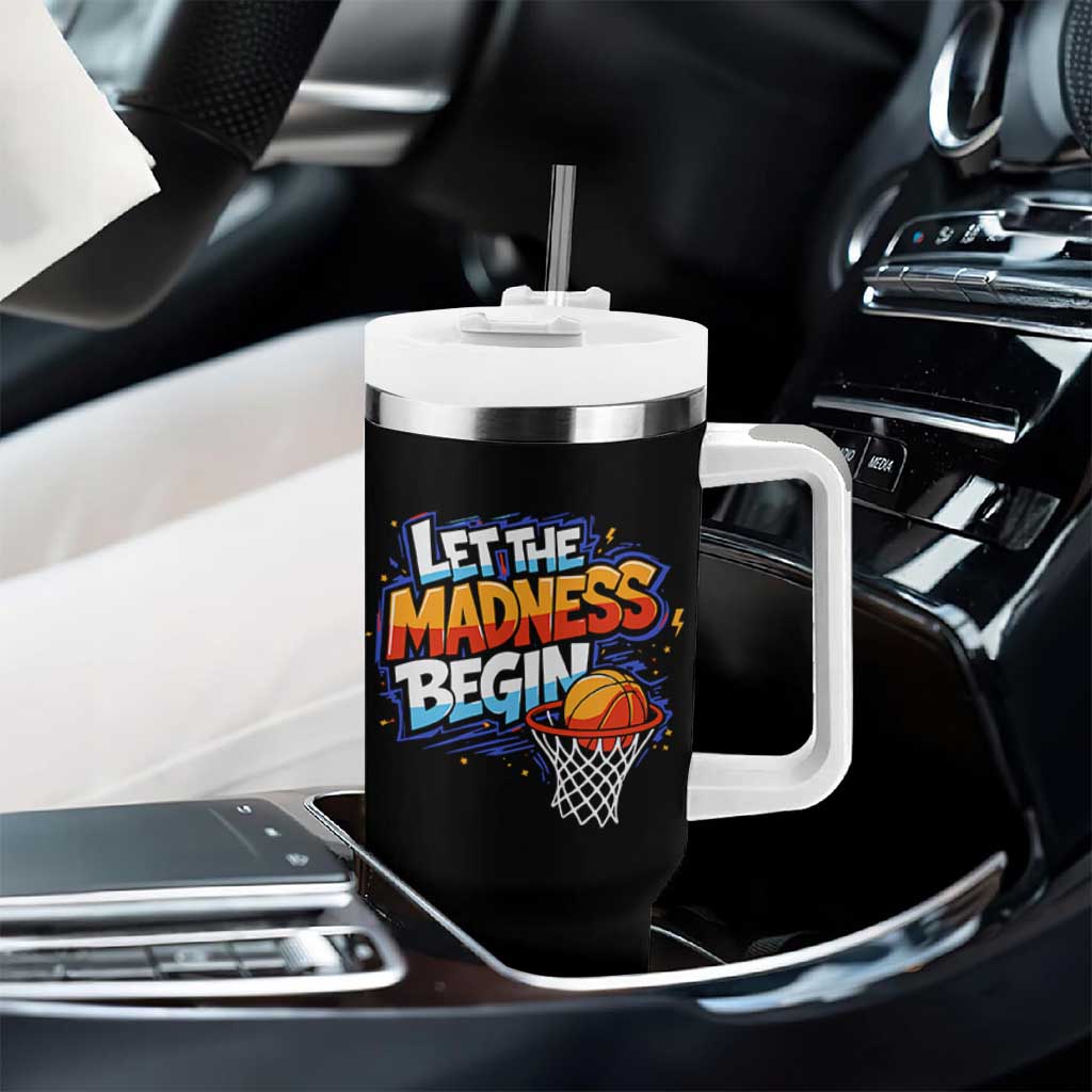 Basketball Bracket Tumbler With Handle Funny Let the Madness Begin Sporty Basketball Players Lovers
