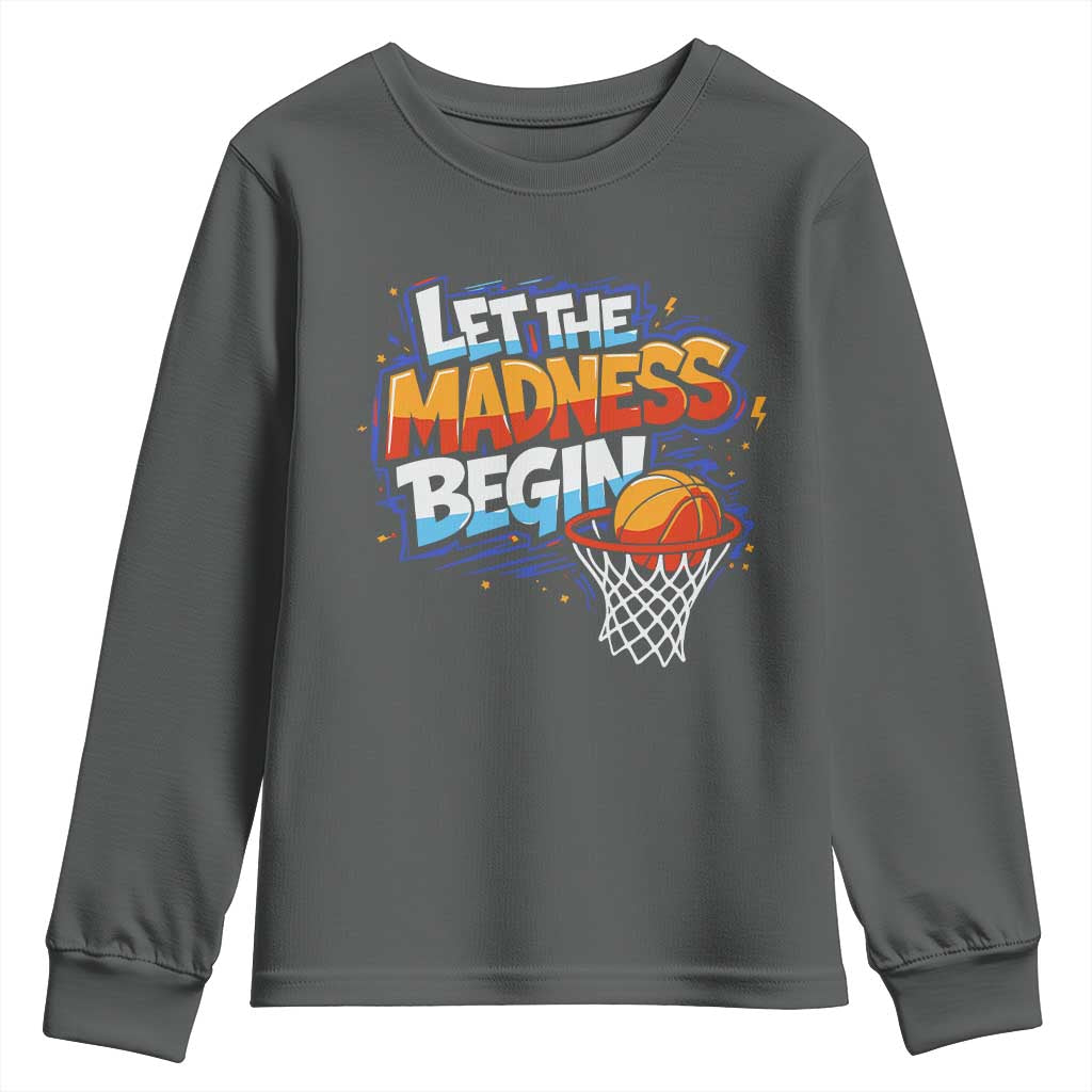 Basketball Bracket Youth Sweatshirt Funny Let the Madness Begin Sporty Basketball Players Lovers