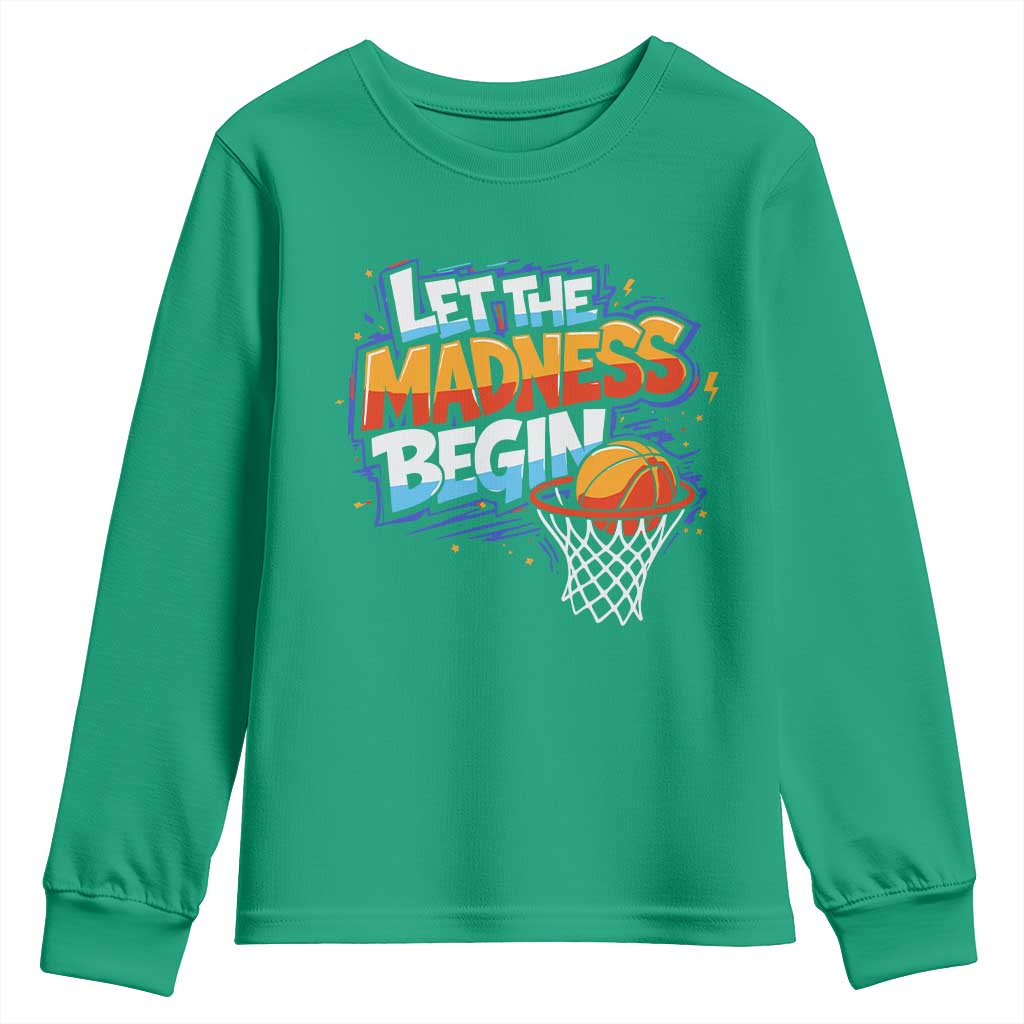 Basketball Bracket Youth Sweatshirt Funny Let the Madness Begin Sporty Basketball Players Lovers
