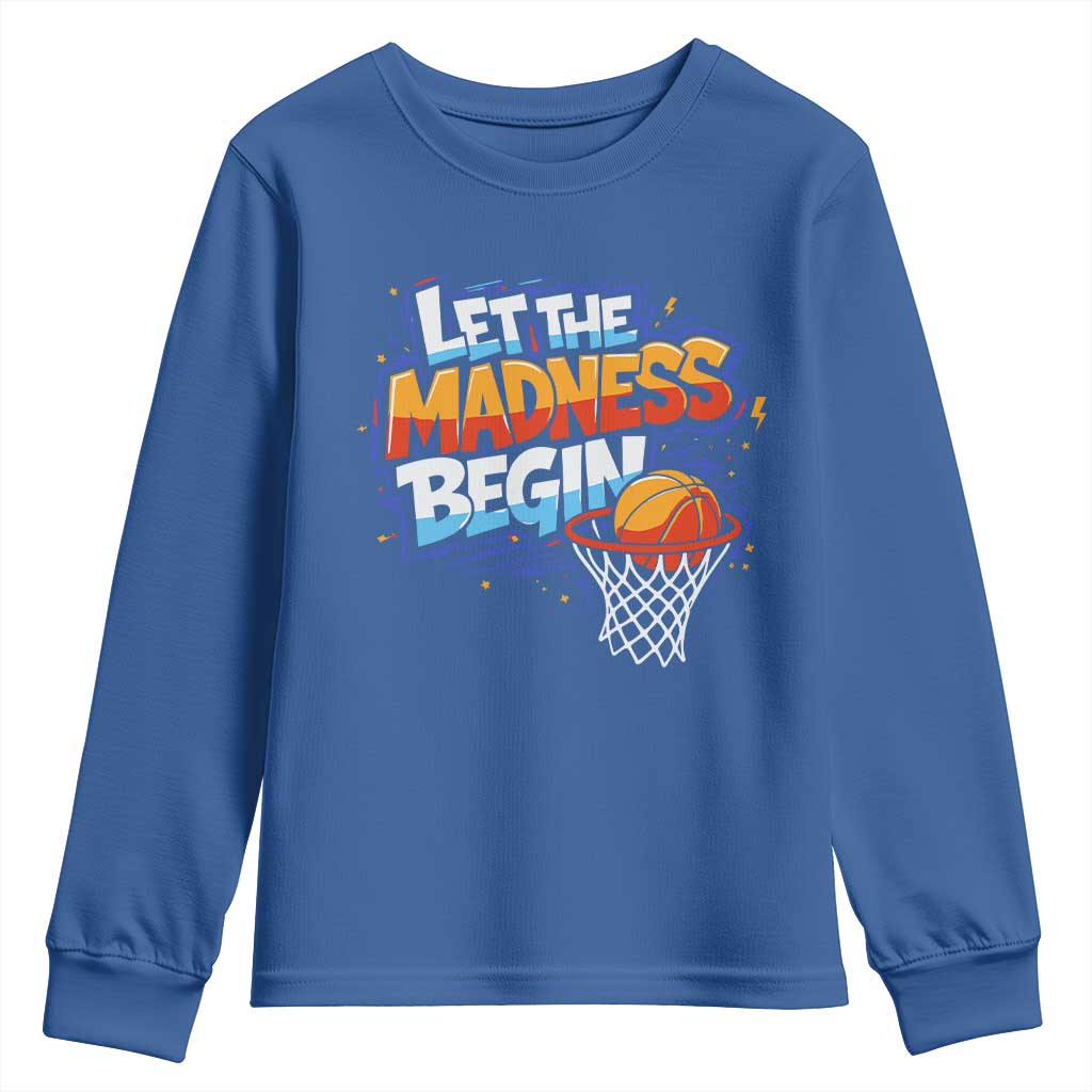 Basketball Bracket Youth Sweatshirt Funny Let the Madness Begin Sporty Basketball Players Lovers