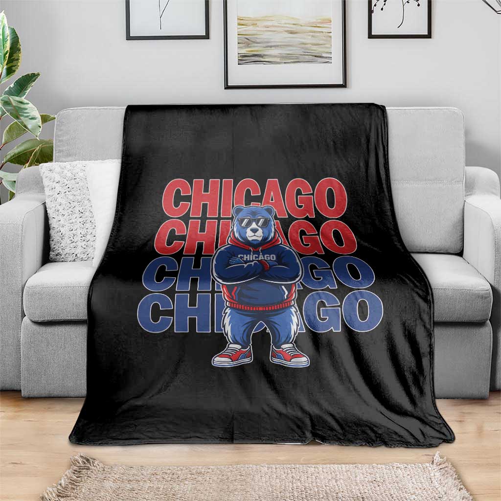 Vintage Chicago Pride Graphic Throw Blanket US State Sports Fan Baseball Lover