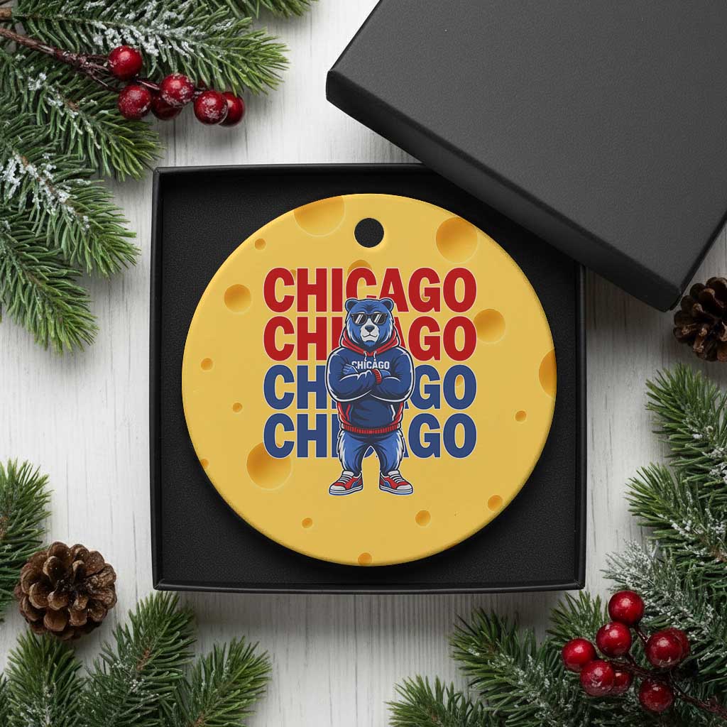 Vintage Chicago Pride Graphic Ceramic Ornament US State Sports Fan Baseball Lover