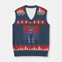 Vintage Chicago Pride Graphic V-Neck Knit Sweater Vest US State Sports Fan Baseball Lover