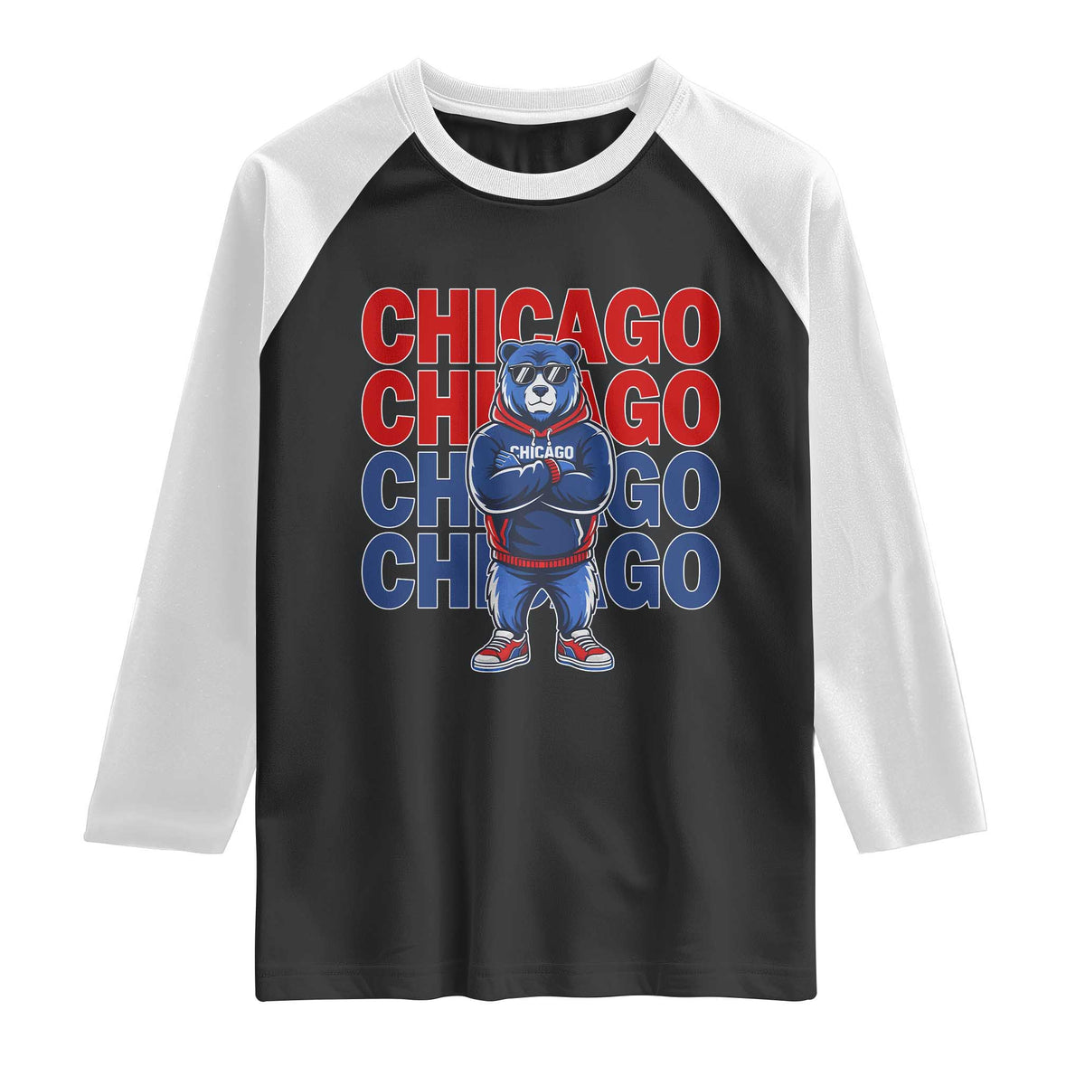 Vintage Chicago Pride Graphic Raglan Shirt US State Sports Fan Baseball Lover