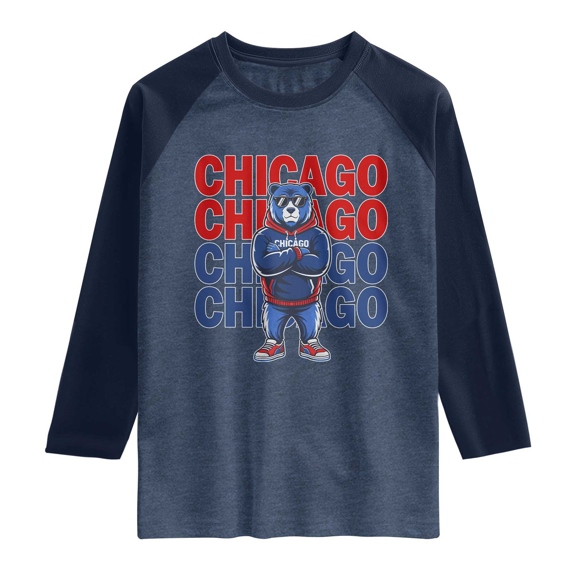 Vintage Chicago Pride Graphic Raglan Shirt US State Sports Fan Baseball Lover