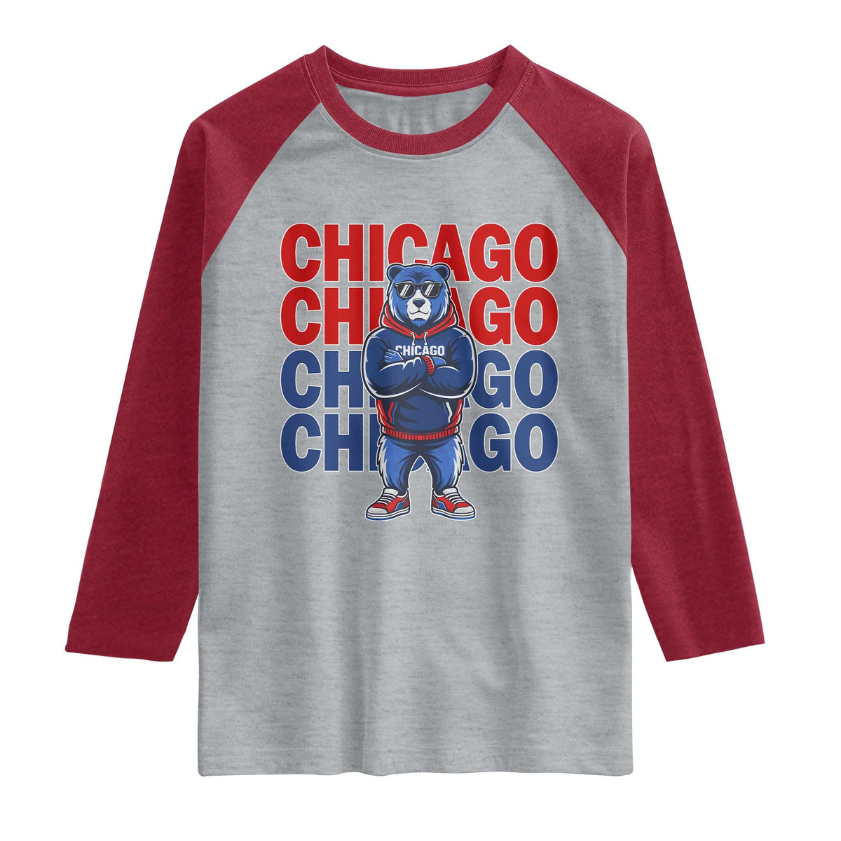 Vintage Chicago Pride Graphic Raglan Shirt US State Sports Fan Baseball Lover