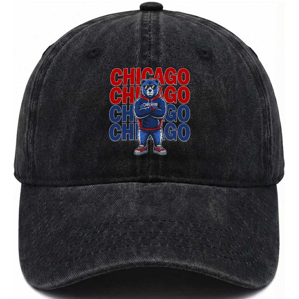 Vintage Chicago Pride Graphic Washed Cotton Baseball Cap US State Sports Fan Baseball Lover