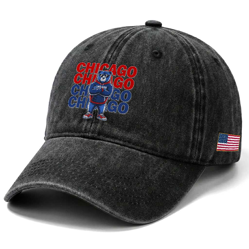 Vintage Chicago Pride Graphic Washed Cotton Baseball Cap US State Sports Fan Baseball Lover