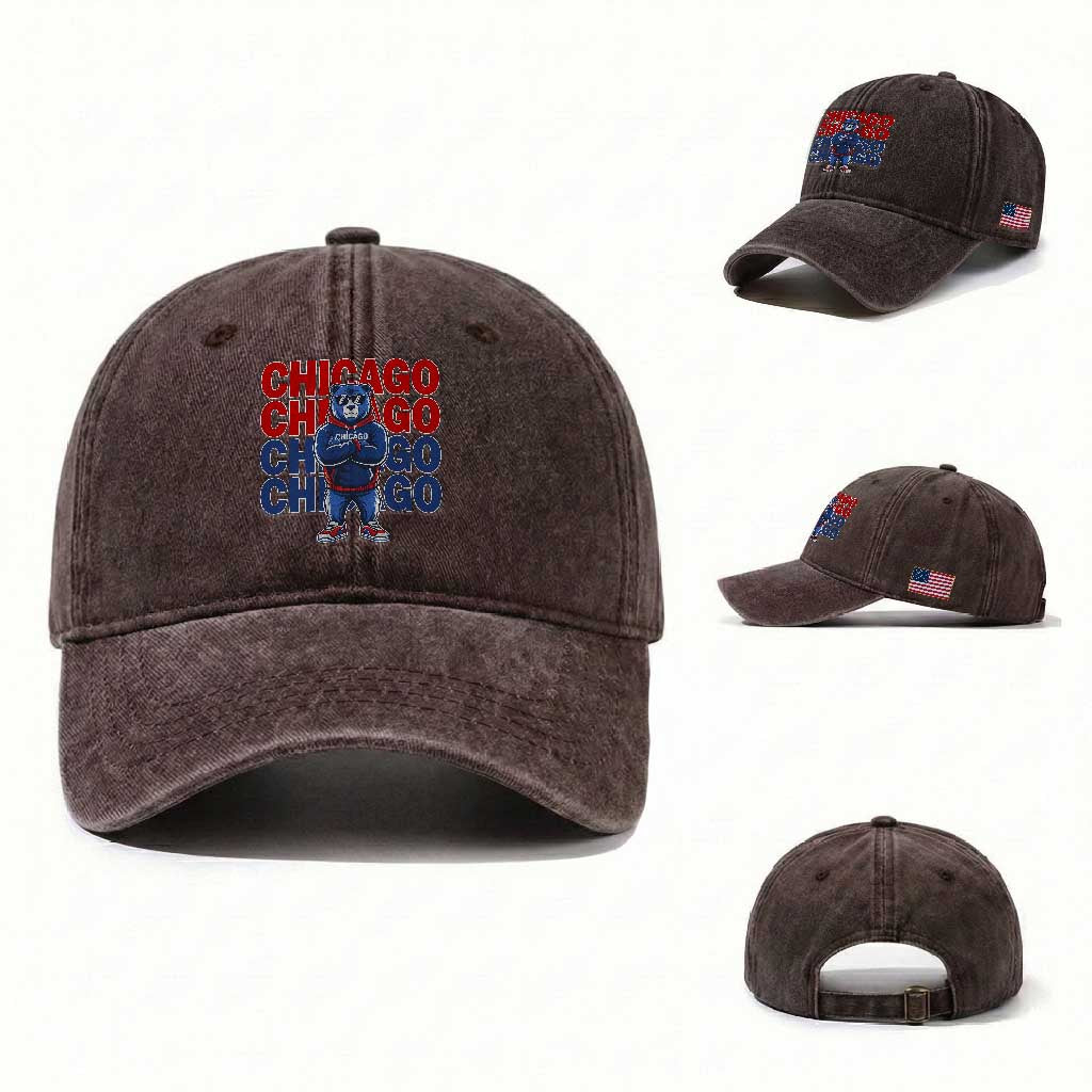 Vintage Chicago Pride Graphic Washed Cotton Baseball Cap US State Sports Fan Baseball Lover