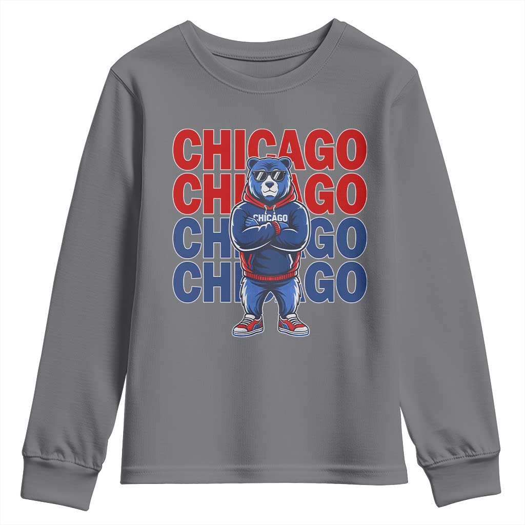 Vintage Chicago Pride Graphic Youth Sweatshirt US State Sports Fan Baseball Lover