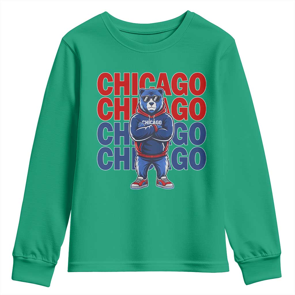 Vintage Chicago Pride Graphic Youth Sweatshirt US State Sports Fan Baseball Lover