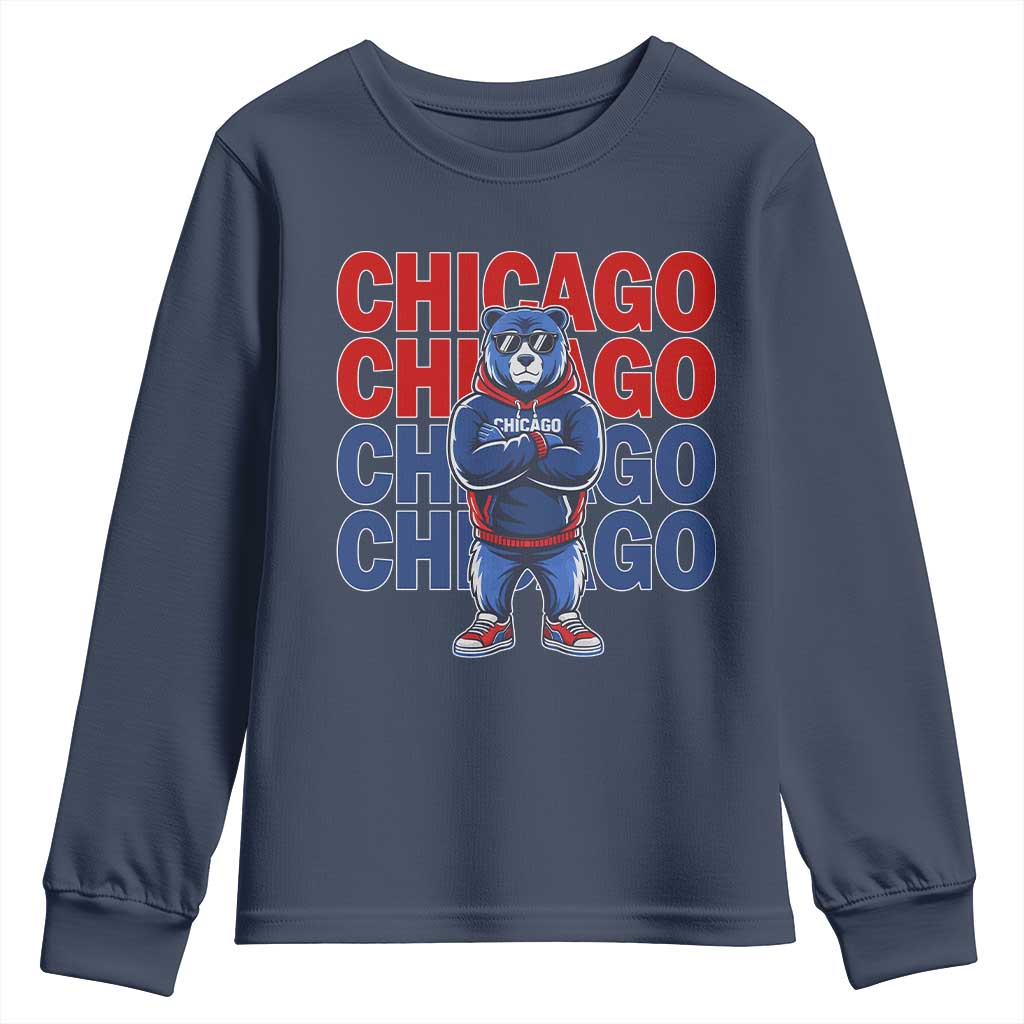 Vintage Chicago Pride Graphic Youth Sweatshirt US State Sports Fan Baseball Lover