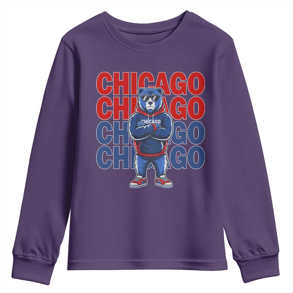 Vintage Chicago Pride Graphic Youth Sweatshirt US State Sports Fan Baseball Lover