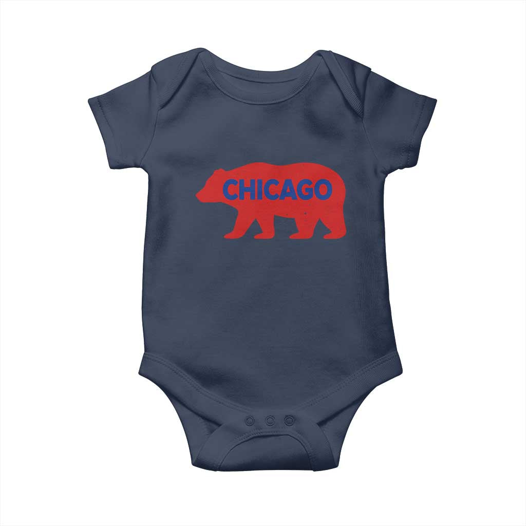Chicago Baseball Baby Onesie Vintage Distressed Illinois City Pride Baseball Lover
