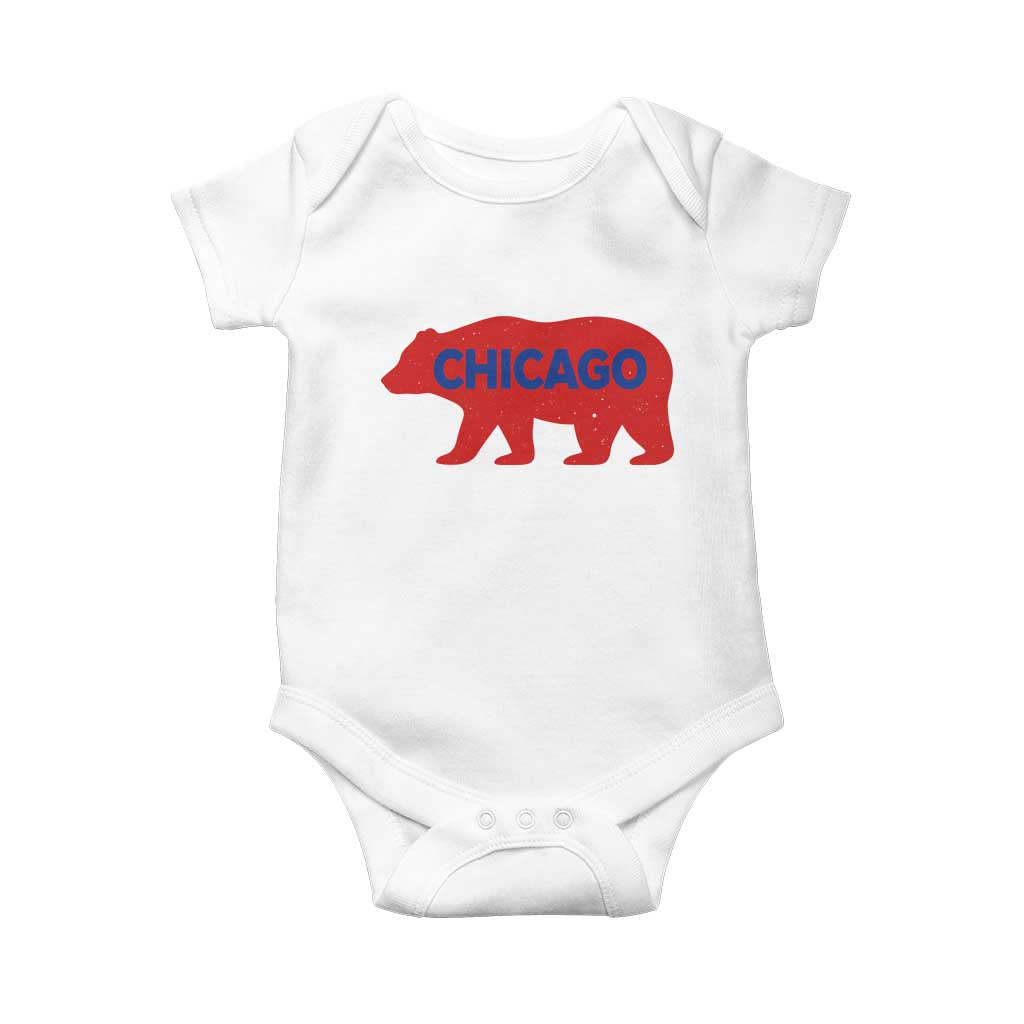 Chicago Baseball Baby Onesie Vintage Distressed Illinois City Pride Baseball Lover