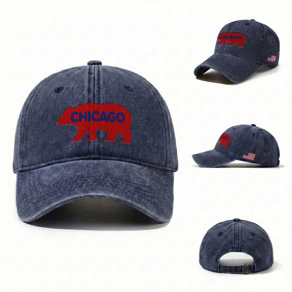 Chicago Baseball Washed Cotton Baseball Cap Vintage Distressed Illinois City Pride Baseball Lover