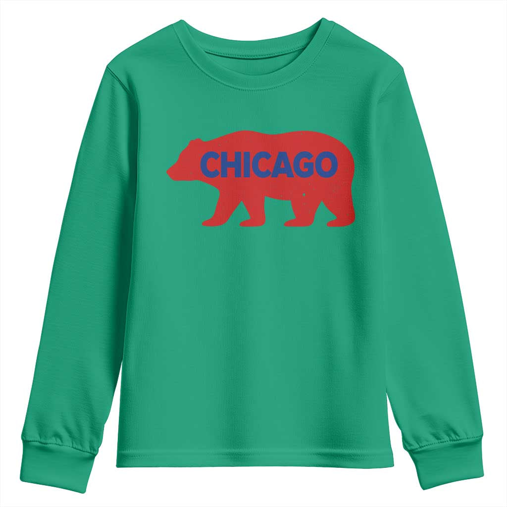 Chicago Baseball Youth Sweatshirt Vintage Distressed Illinois City Pride Baseball Lover