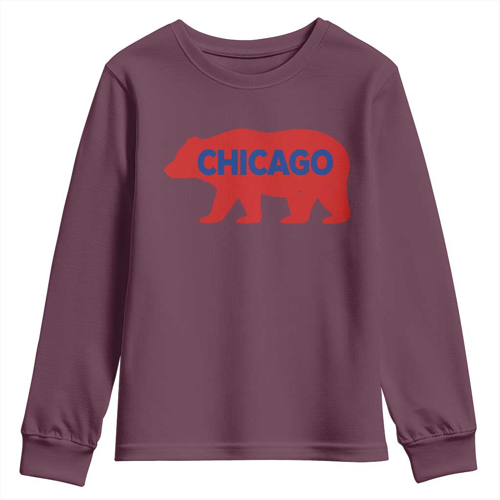 Chicago Baseball Youth Sweatshirt Vintage Distressed Illinois City Pride Baseball Lover
