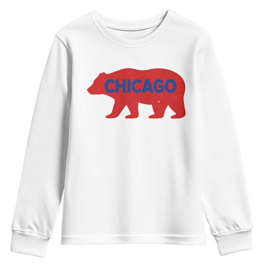 Chicago Baseball Youth Sweatshirt Vintage Distressed Illinois City Pride Baseball Lover