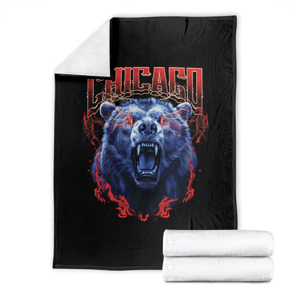 Retro Chicago Throw Blanket Vintage Cub Bootleg Graphic Baseball Fans