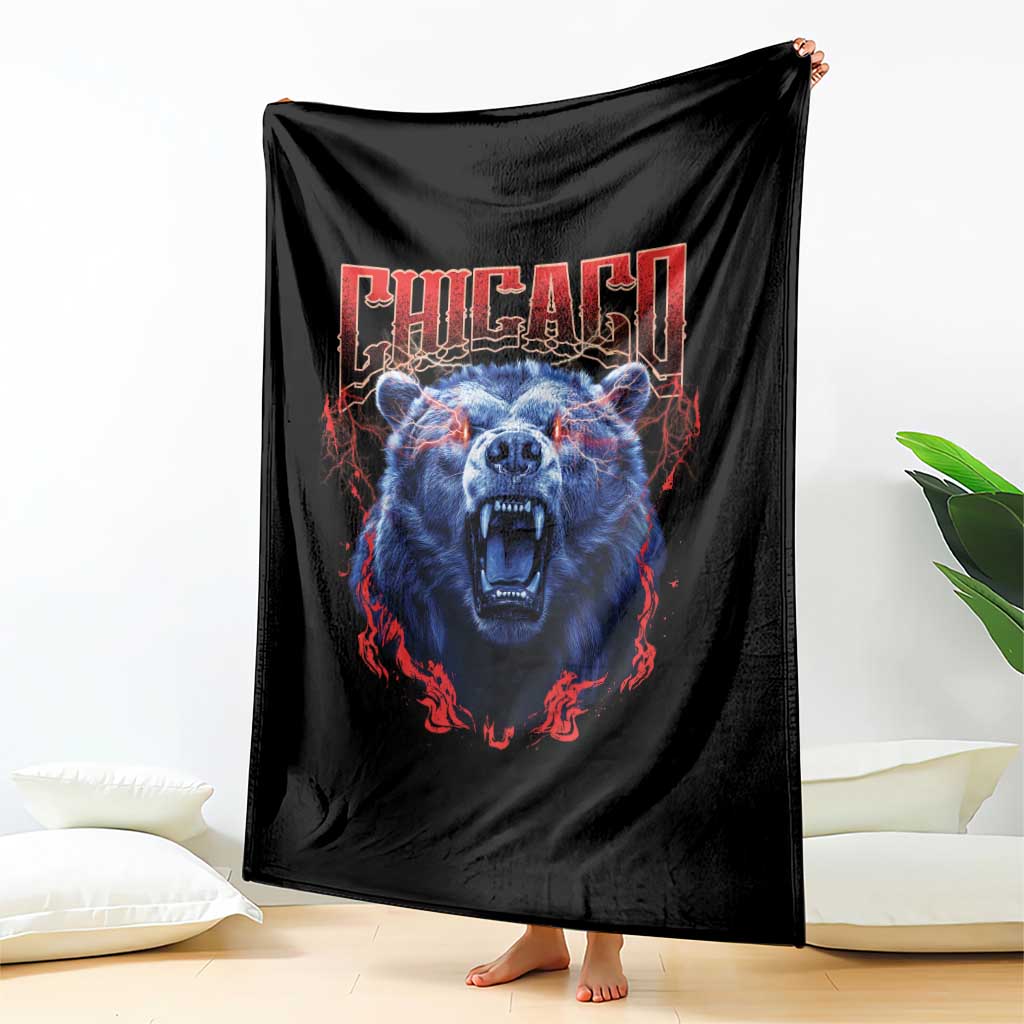 Retro Chicago Throw Blanket Vintage Cub Bootleg Graphic Baseball Fans