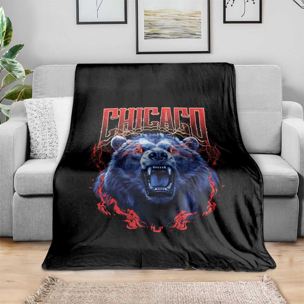 Retro Chicago Throw Blanket Vintage Cub Bootleg Graphic Baseball Fans