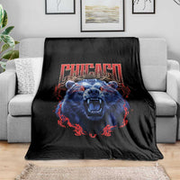 Retro Chicago Throw Blanket Vintage Cub Bootleg Graphic Baseball Fans