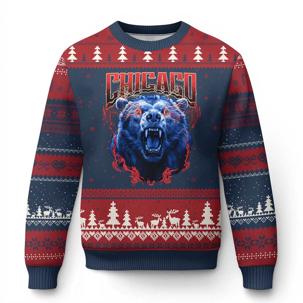 Retro Chicago Ugly Christmas Sweater Vintage Cub Bootleg Graphic Baseball Fans