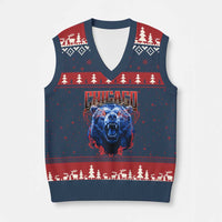 Retro Chicago V-Neck Knit Sweater Vest Vintage Cub Bootleg Graphic Baseball Fans