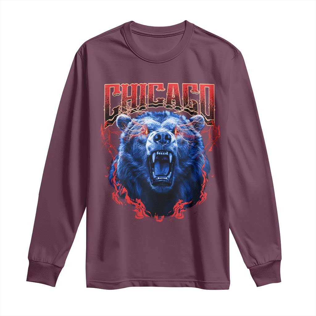 Retro Chicago Long Sleeve Shirt Vintage Cub Bootleg Graphic Baseball Fans