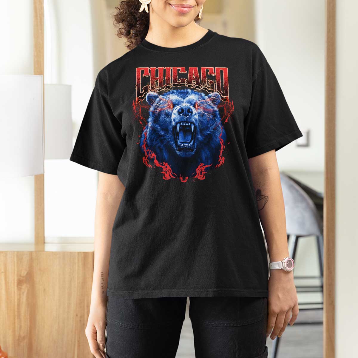 Retro Chicago T Shirt For Women Vintage Cub Bootleg Graphic Baseball Fans