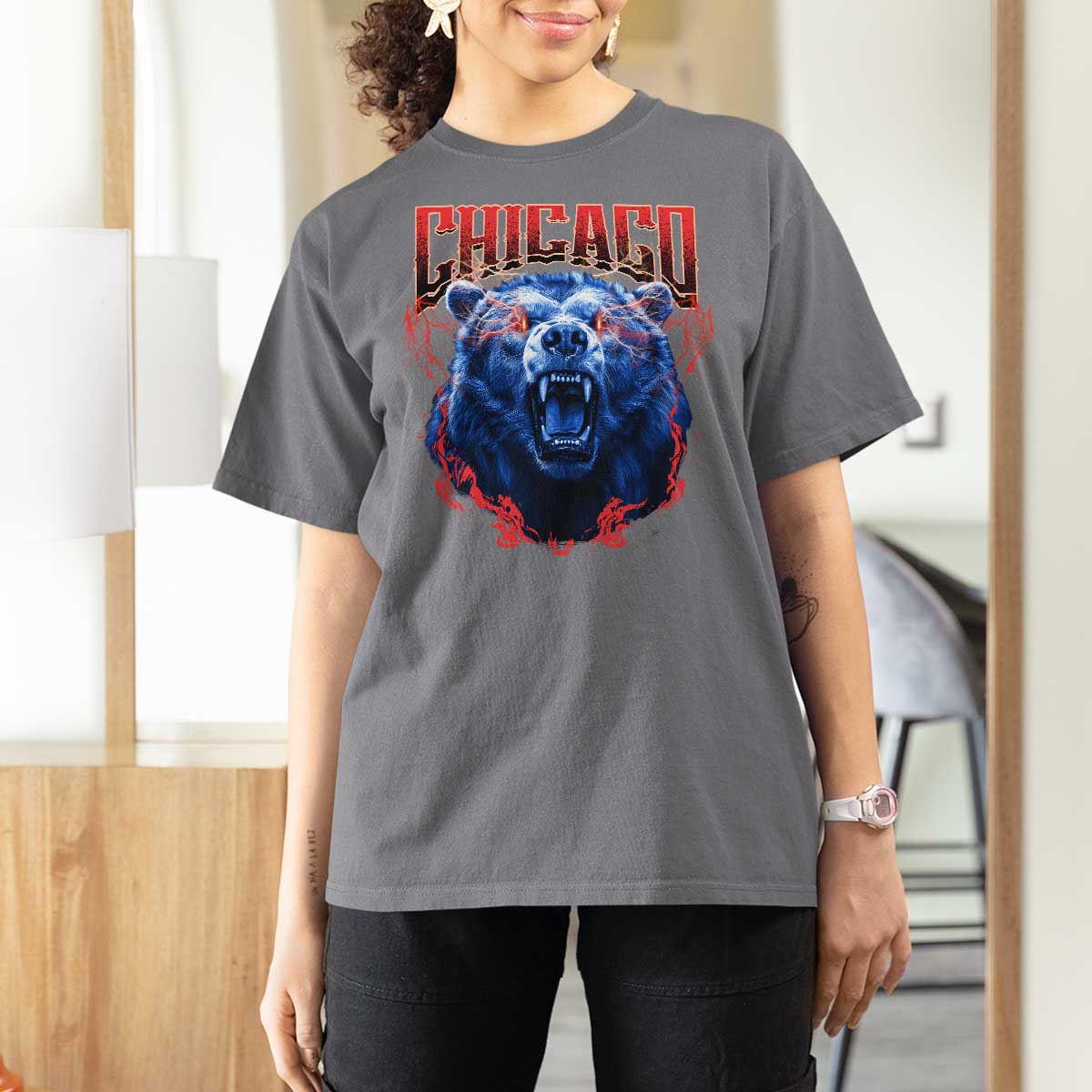 Retro Chicago T Shirt For Women Vintage Cub Bootleg Graphic Baseball Fans