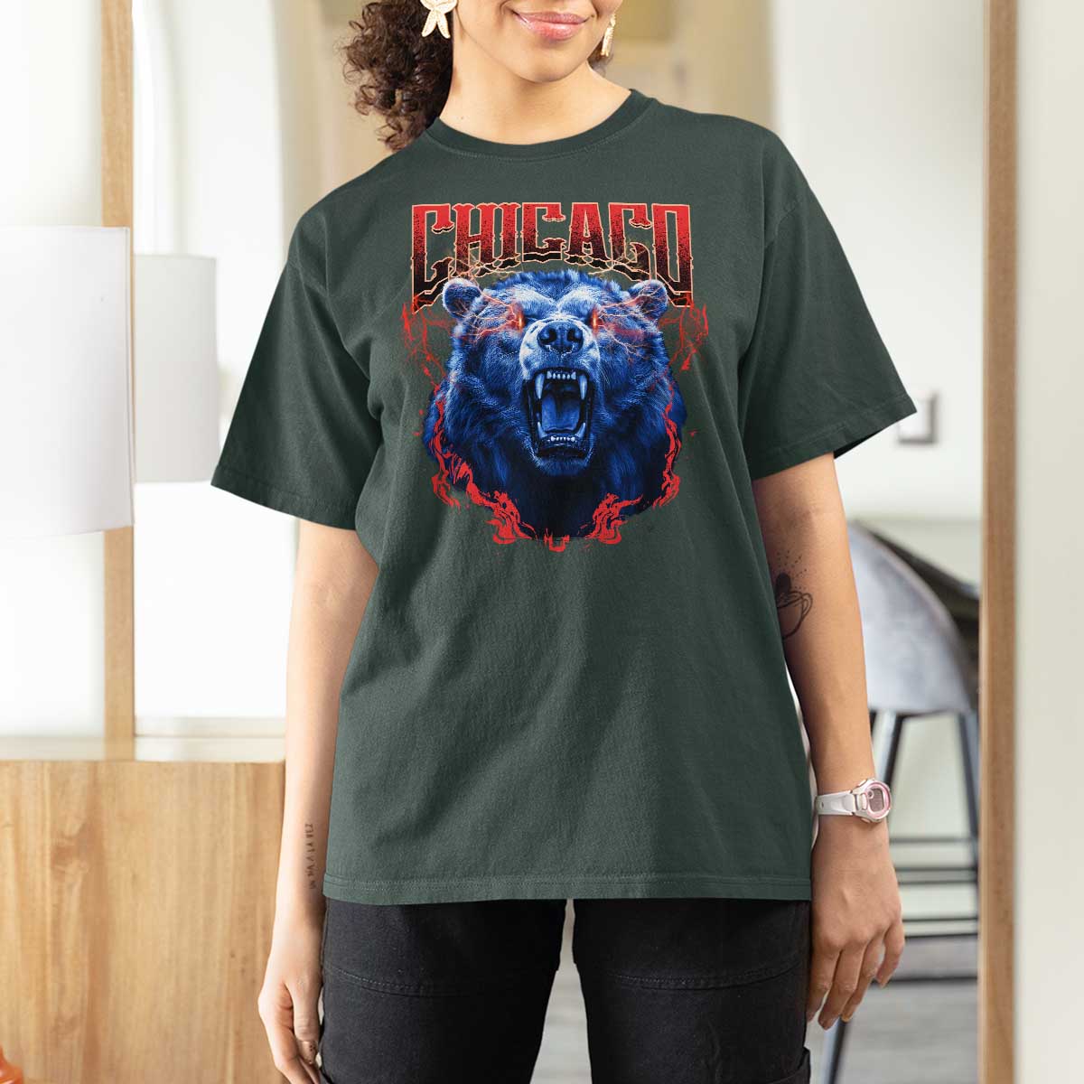 Retro Chicago T Shirt For Women Vintage Cub Bootleg Graphic Baseball Fans