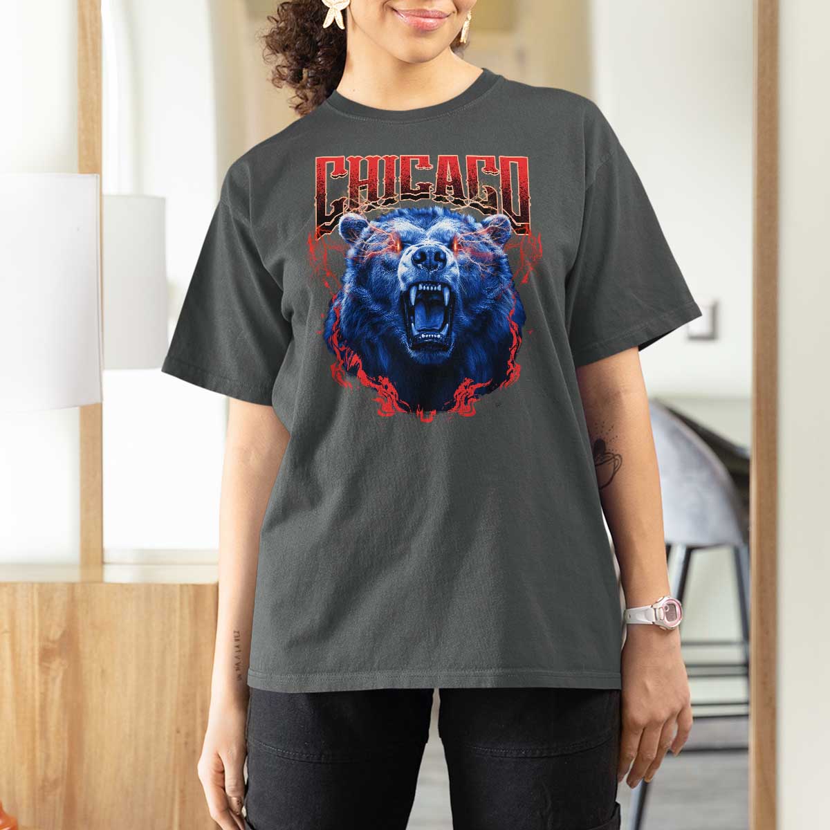 Retro Chicago T Shirt For Women Vintage Cub Bootleg Graphic Baseball Fans