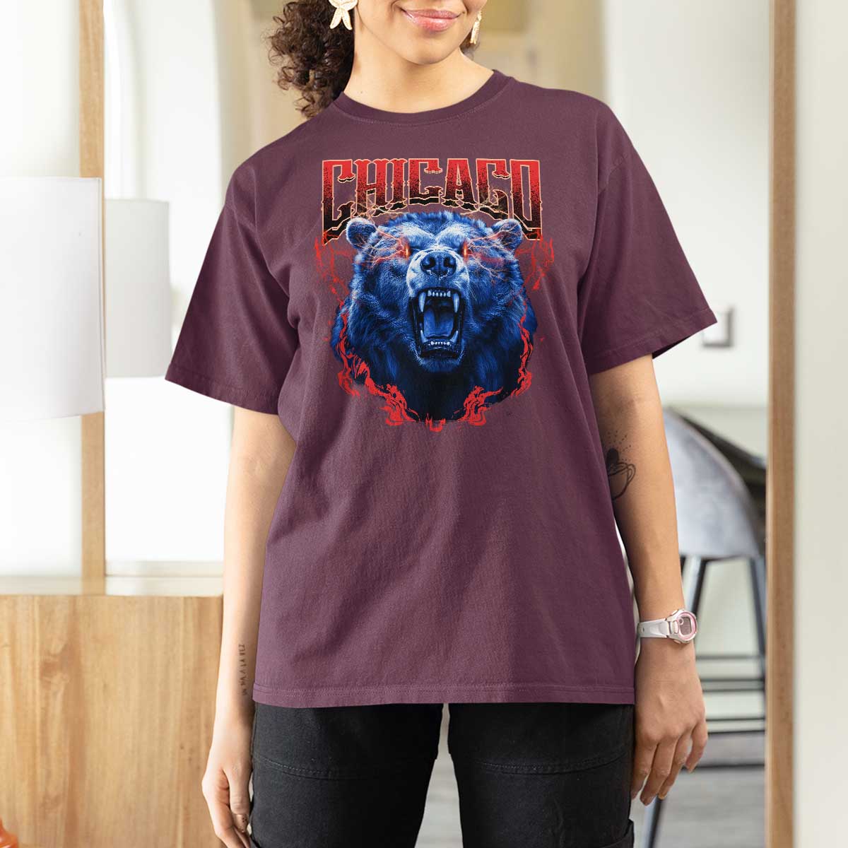 Retro Chicago T Shirt For Women Vintage Cub Bootleg Graphic Baseball Fans