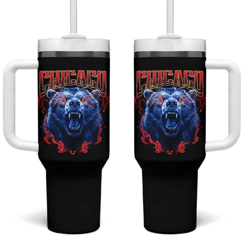 Retro Chicago Tumbler With Handle Vintage Cub Bootleg Graphic Baseball Fans