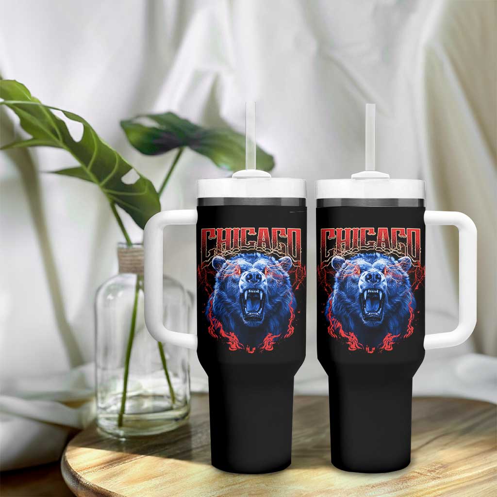 Retro Chicago Tumbler With Handle Vintage Cub Bootleg Graphic Baseball Fans