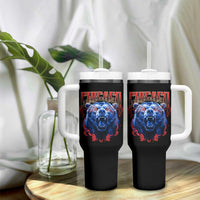 Retro Chicago Tumbler With Handle Vintage Cub Bootleg Graphic Baseball Fans