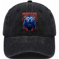 Retro Chicago Washed Cotton Baseball Cap Vintage Cub Bootleg Graphic Baseball Fans