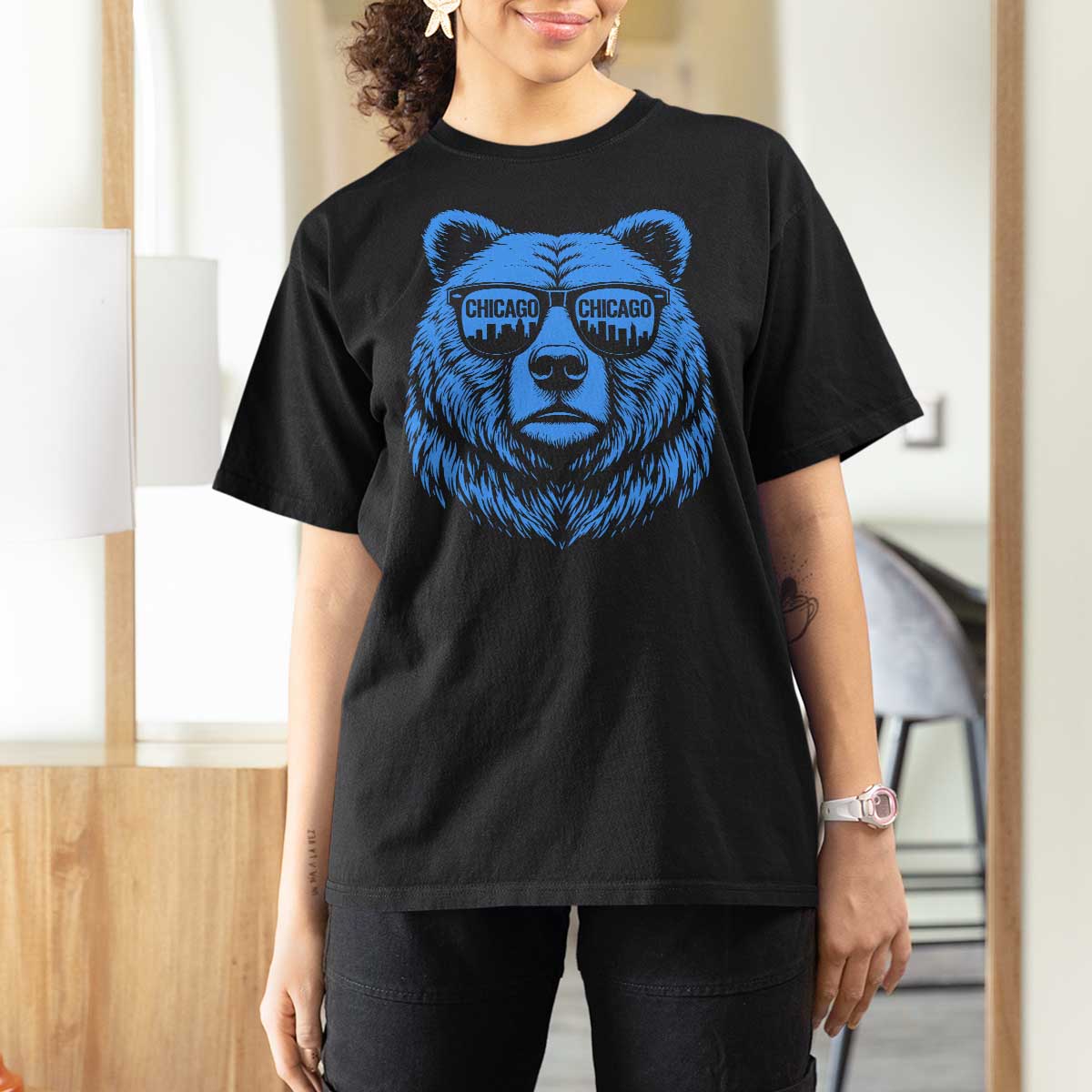 Vintage Chicago T Shirt For Women Cub With Sunglasses Baseball Fans