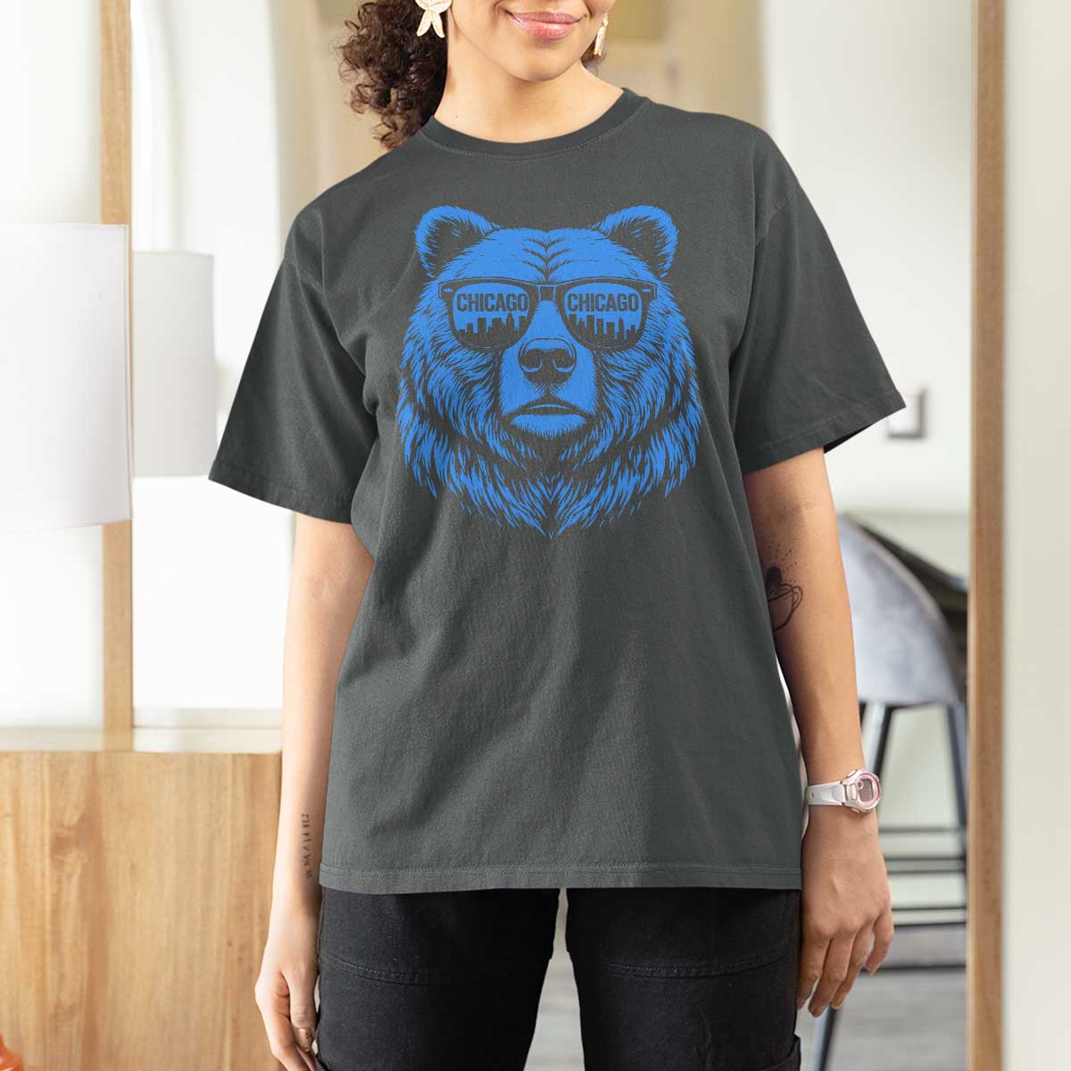 Vintage Chicago T Shirt For Women Cub With Sunglasses Baseball Fans