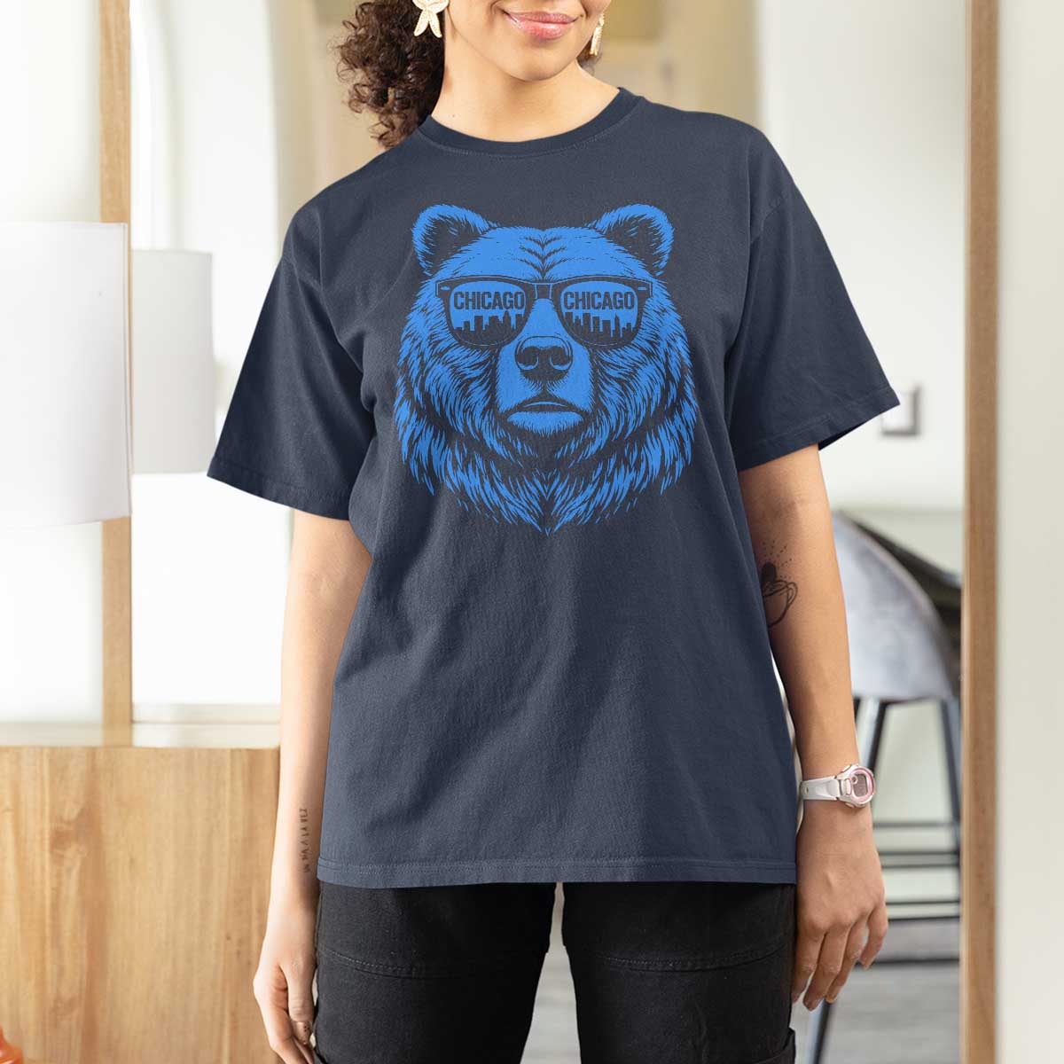 Vintage Chicago T Shirt For Women Cub With Sunglasses Baseball Fans
