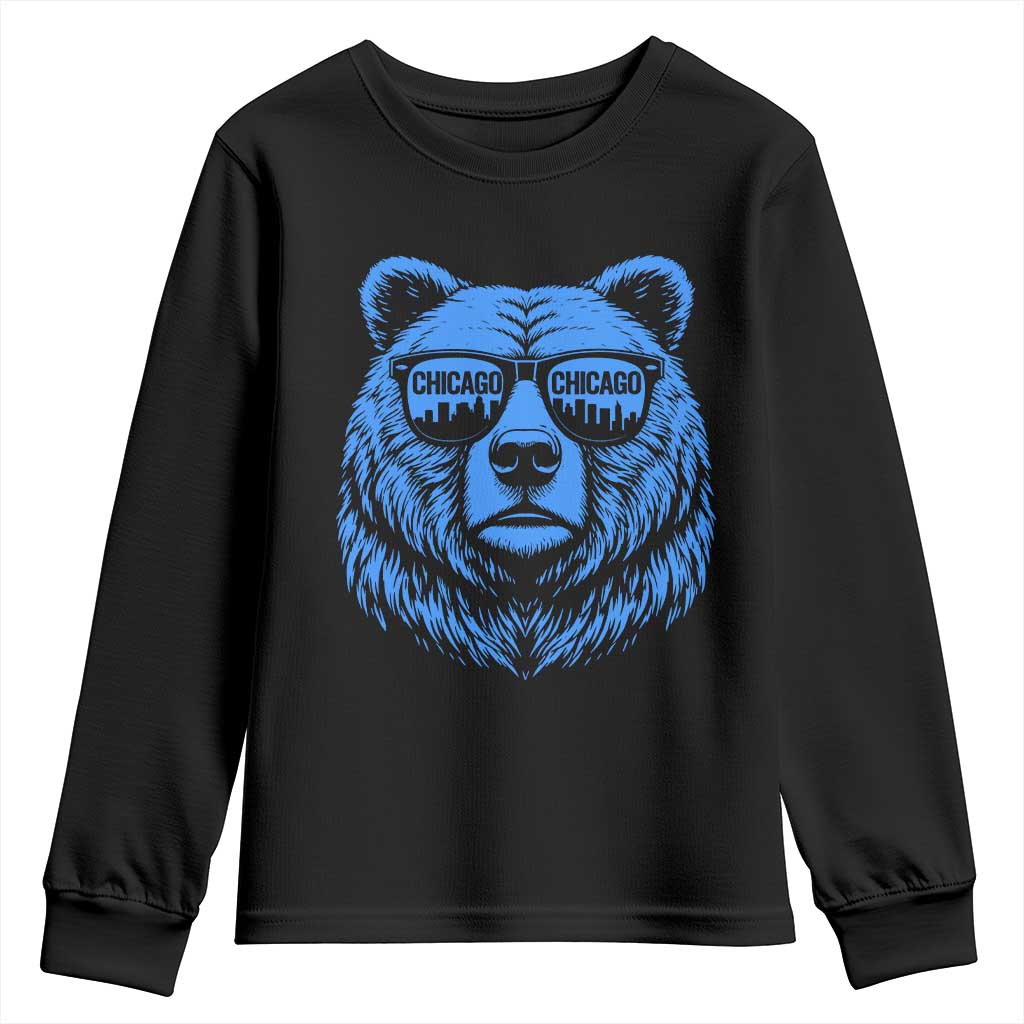 Vintage Chicago Youth Sweatshirt Cub With Sunglasses Baseball Fans