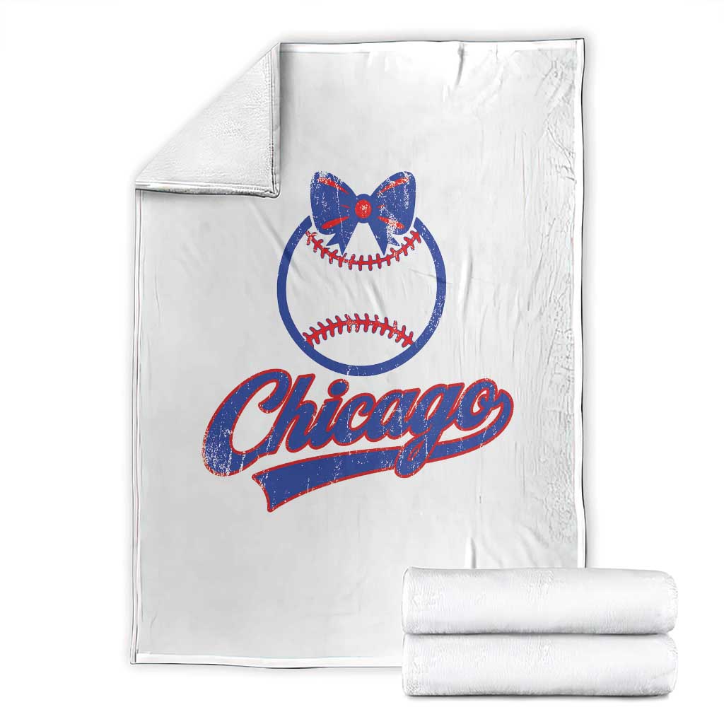 Chicago Coquette Bow Throw Blanket Cute Girls Kids Women Baseball Fans