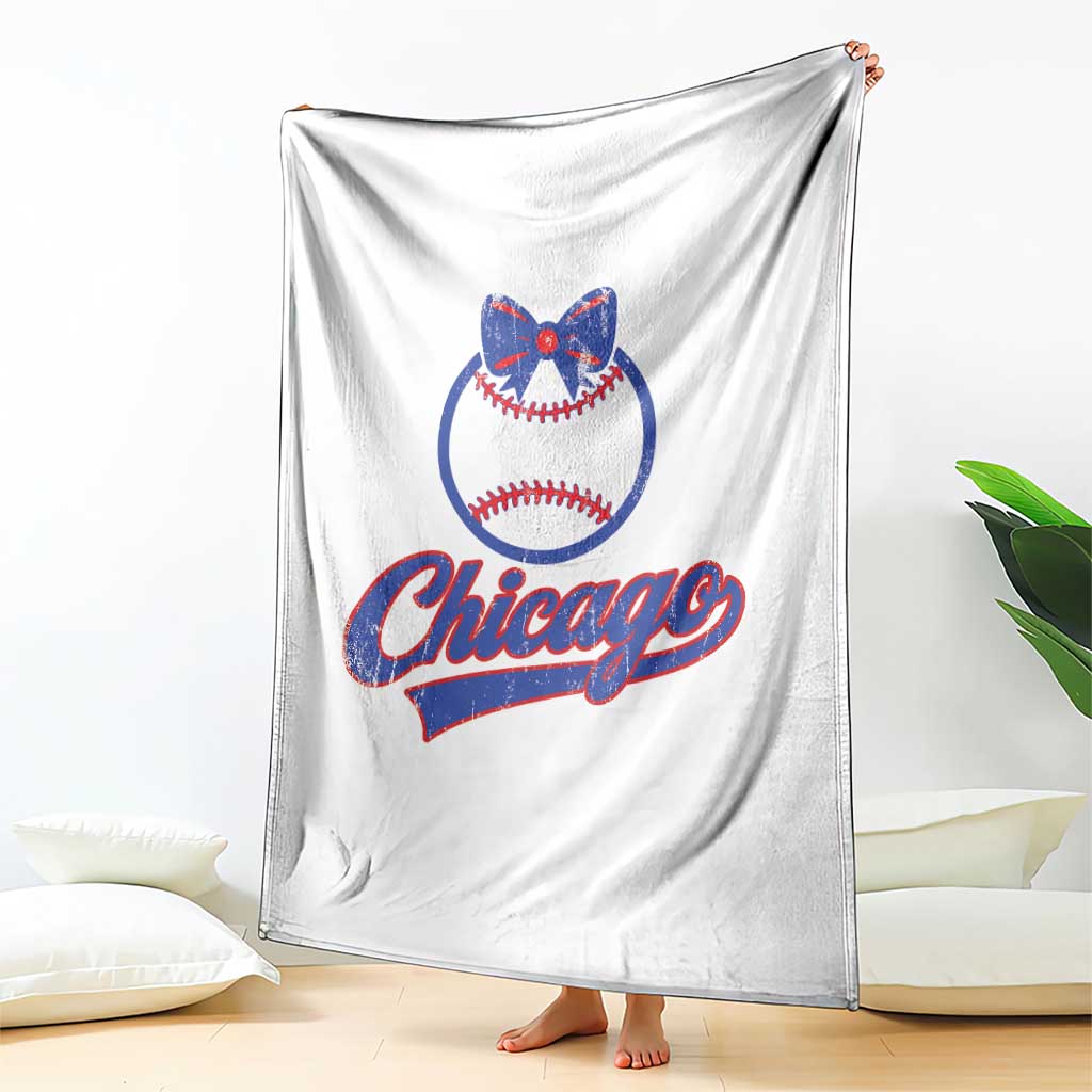 Chicago Coquette Bow Throw Blanket Cute Girls Kids Women Baseball Fans