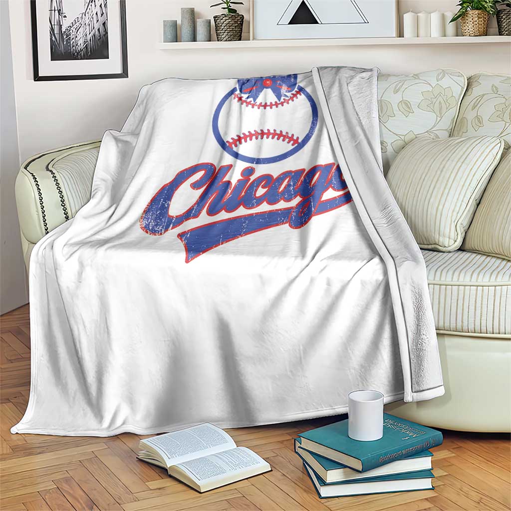 Chicago Coquette Bow Throw Blanket Cute Girls Kids Women Baseball Fans