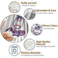 Chicago Coquette Bow Throw Blanket Cute Girls Kids Women Baseball Fans